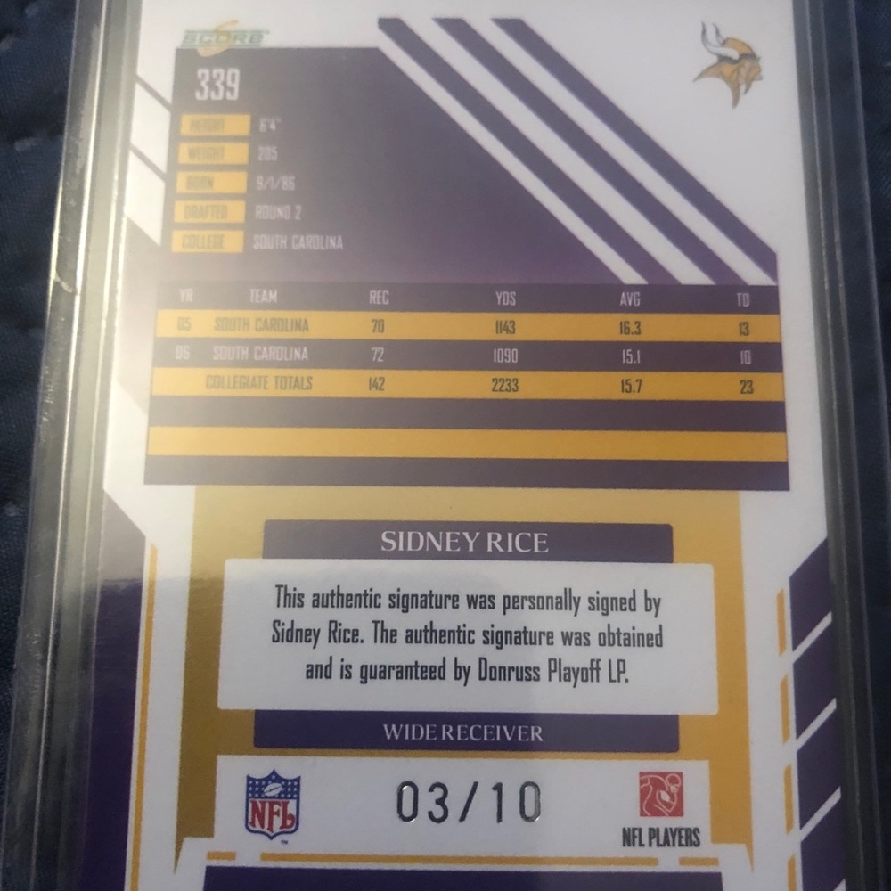 VERY RARE SIDNEY RICE REDZONE ROOKIE Only 10 made!